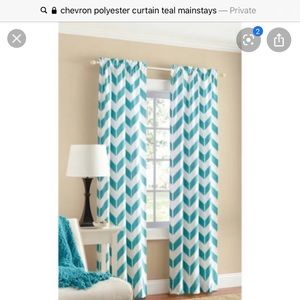 Chevron/ polyester curtains teal